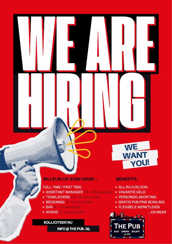Vacatureposter voor The Pub Made